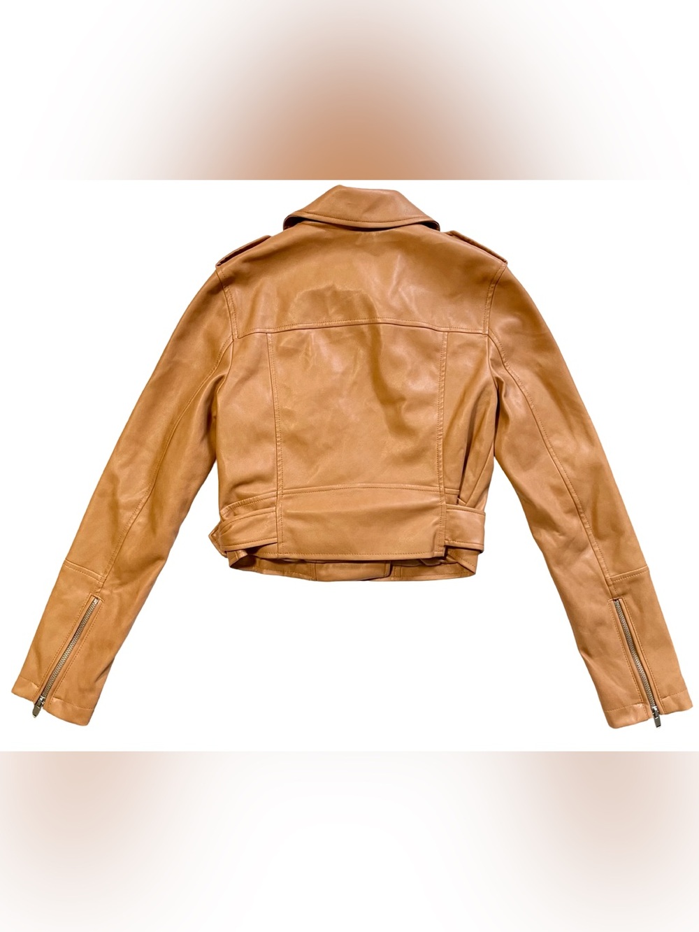 Bagatelle Collection Tan Vegan Leather Moto Jacket XS - Picture 6 of 6